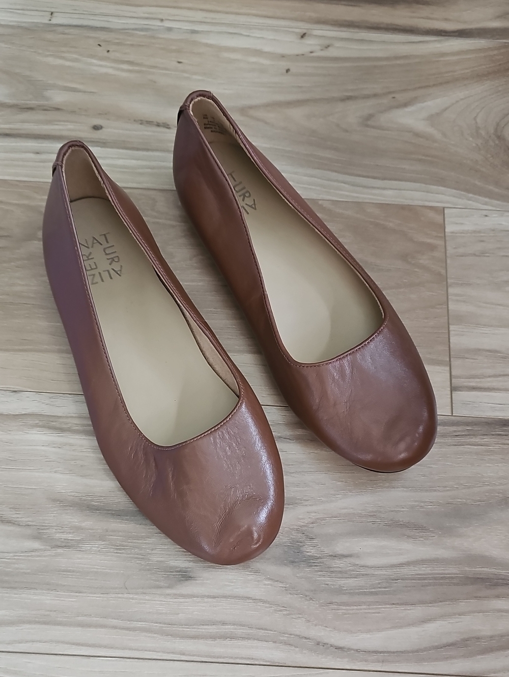 Naturalizer Women's Brown Leather Ballet Flats